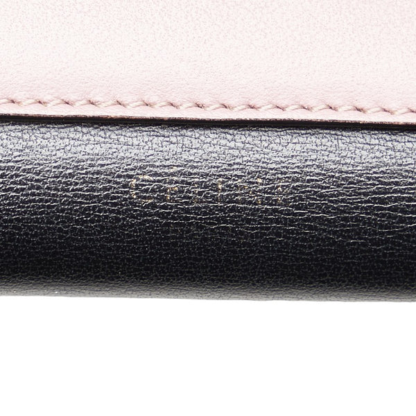 セリーヌ トライフォールデッド マルチファンクション 長財布 ブラック ピンク レザー レディース CELINE 【中古】