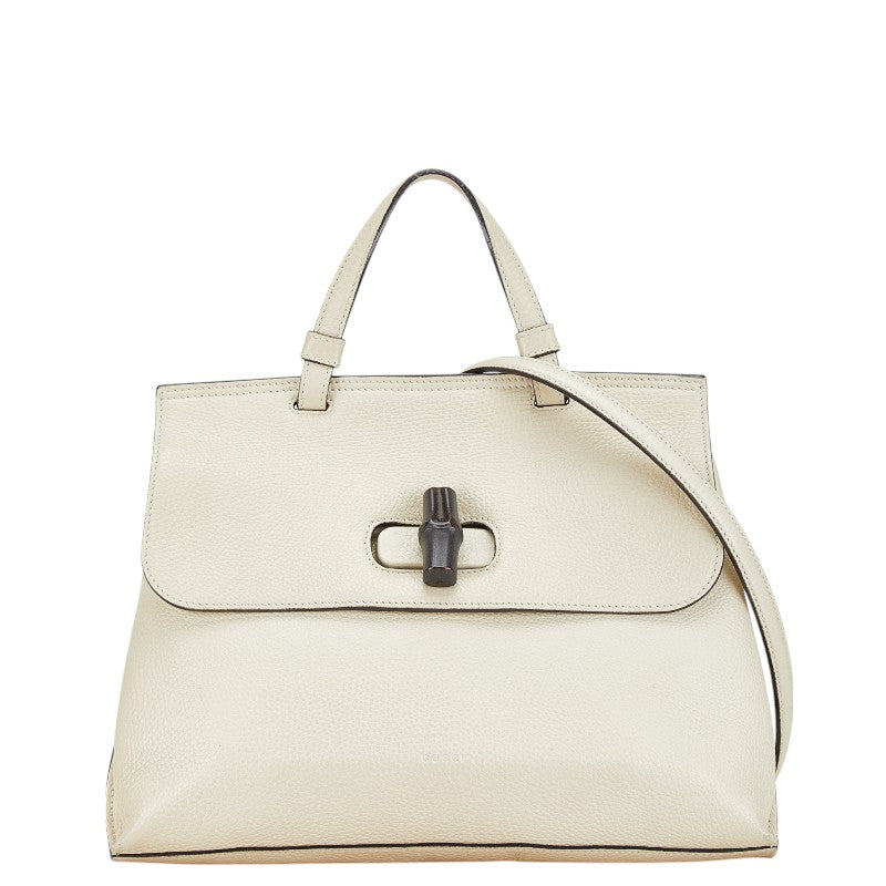グッチ バンブー デイリー ハンドバッグ ショルダーバッグ 2WAY 392013 ホワイト レザー レディース GUCCI 【中古】