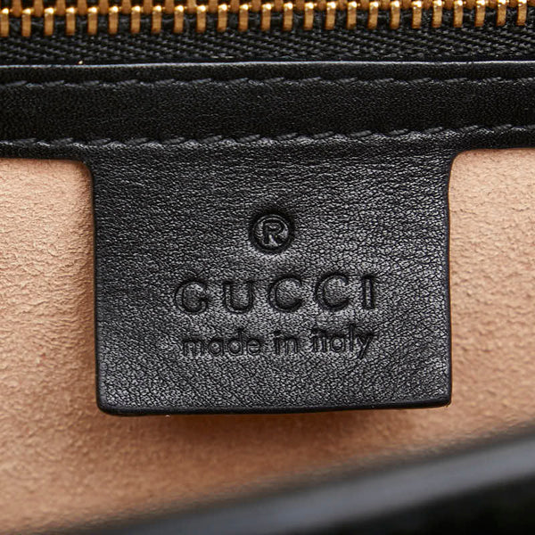 グッチ シェリーライン シルヴィ 斜め掛け ショルダーバッグ 524405 ブラック ベロア エナメル レディース GUCCI 【中古】