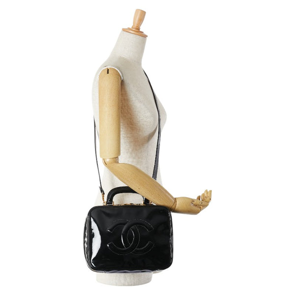 シャネル ココマーク バニティバッグ ハンドバッグ ショルダーバッグ 2WAY ブラック ゴールド エナメル レディース CHANEL 【中古】