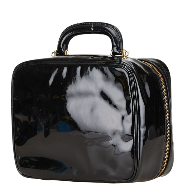 シャネル ココマーク バニティバッグ ハンドバッグ ショルダーバッグ 2WAY ブラック ゴールド エナメル レディース CHANEL 【中古】