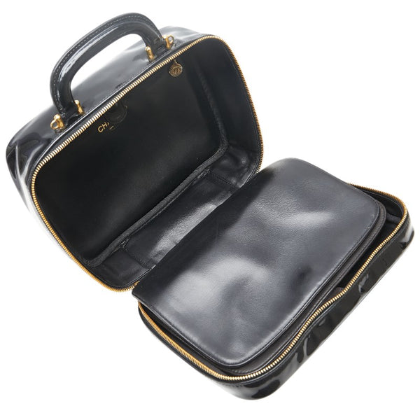 シャネル ココマーク バニティバッグ ハンドバッグ ショルダーバッグ 2WAY ブラック ゴールド エナメル レディース CHANEL 【中古】