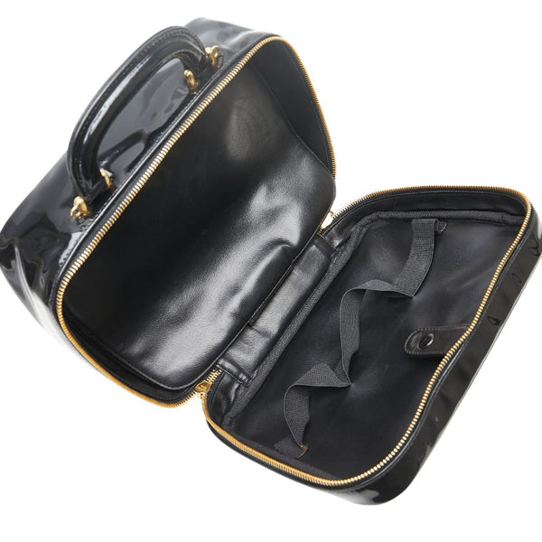 シャネル ココマーク バニティバッグ ハンドバッグ ショルダーバッグ 2WAY ブラック ゴールド エナメル レディース CHANEL 【中古】