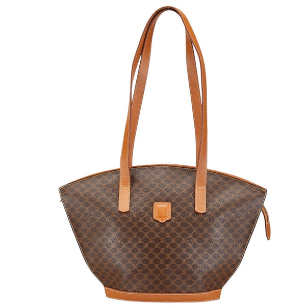 セリーヌ マカダム トートバッグ ブラウン PVC レザー レディース CELINE 【中古】