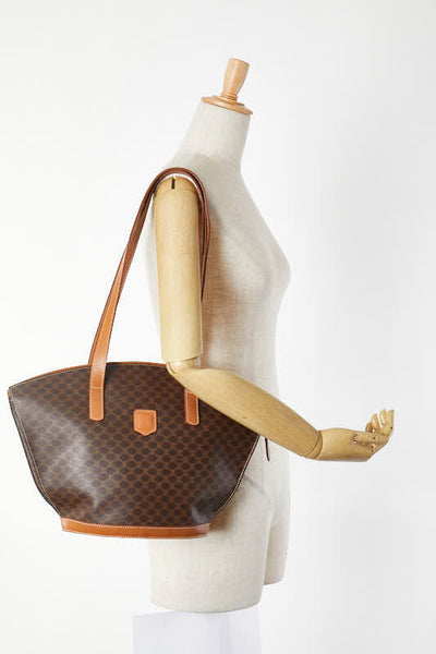 セリーヌ マカダム トートバッグ ブラウン PVC レザー レディース CELINE 【中古】