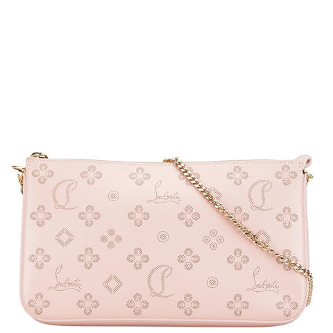 クリスチャンルブタン ルビラ ジップアップ チェーンハンドバッグ 3225038 ピンク ゴールド レザー レディース Christian Louboutin 【中古】