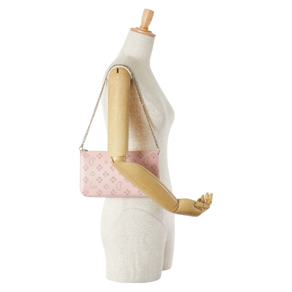 クリスチャンルブタン ルビラ ジップアップ チェーンハンドバッグ 3225038 ピンク ゴールド レザー レディース Christian Louboutin 【中古】