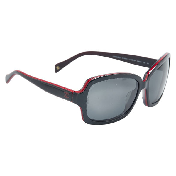 シャネル ココマーク サングラス 5143-A ブラック レッド プラスチック レディース CHANEL 【中古】