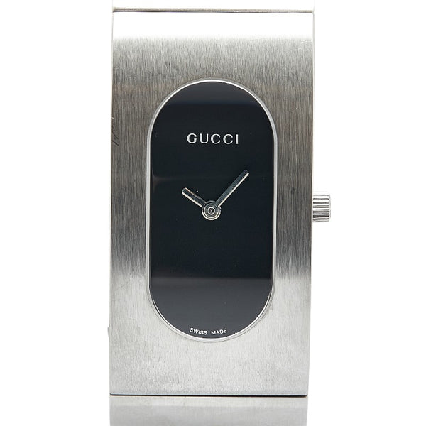 グッチ バングルウォッチ 腕時計 2400L クオーツ ブラック文字盤 ステンレススチール レディース GUCCI 【中古】