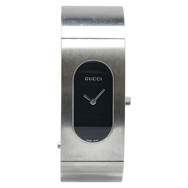 グッチ バングルウォッチ 腕時計 2400L クオーツ ブラック文字盤 ステンレススチール レディース GUCCI 【中古】