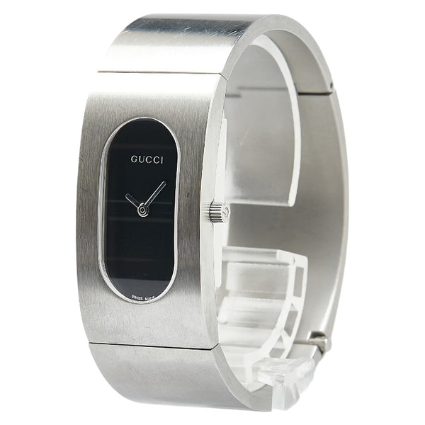 グッチ バングルウォッチ 腕時計 2400L クオーツ ブラック文字盤 ステンレススチール レディース GUCCI 【中古】
