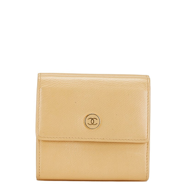 シャネル ココボタン ダブルホック 二つ折り財布 A20902 ベージュ キャビアスキン レディース CHANEL 【中古】