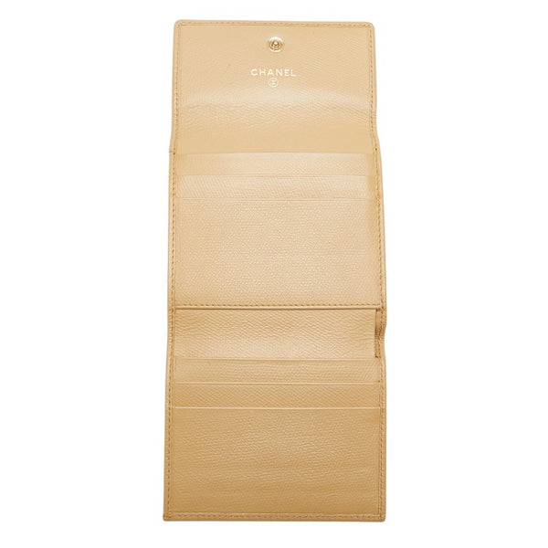 シャネル ココボタン ダブルホック 二つ折り財布 A20902 ベージュ キャビアスキン レディース CHANEL 【中古】