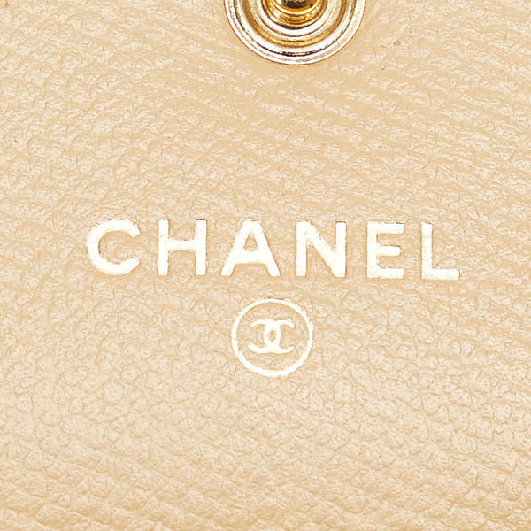 シャネル ココボタン ダブルホック 二つ折り財布 A20902 ベージュ キャビアスキン レディース CHANEL 【中古】