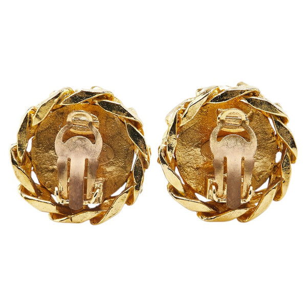 シャネル ココマーク ラウンド ラインストーン イヤリング ゴールド メッキ レディース CHANEL 【中古】