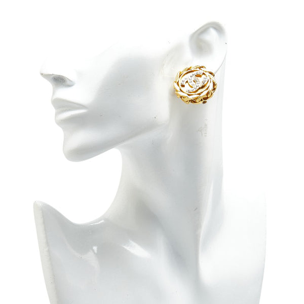 シャネル ココマーク ラウンド ラインストーン イヤリング ゴールド メッキ レディース CHANEL 【中古】