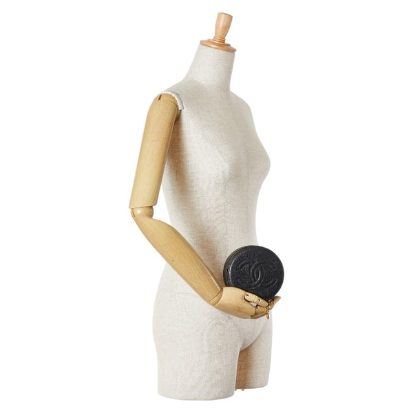 シャネル ココマーク ポーチ ジュエリーケース ブラック キャビアスキン レディース CHANEL 【中古】