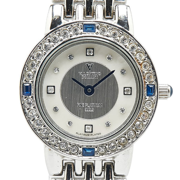 ヴァレンティノ FINE PLATINUM 999.9 腕時計 VD-2038 クオーツ ホワイト文字盤 ステンレススチール レディース VALENTINO 【中古】