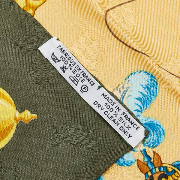 エルメス カレ90 Plumes et Grelots 羽飾りと鈴 スカーフ カーキ マルチカラー シルク レディース HERMES 【中古】