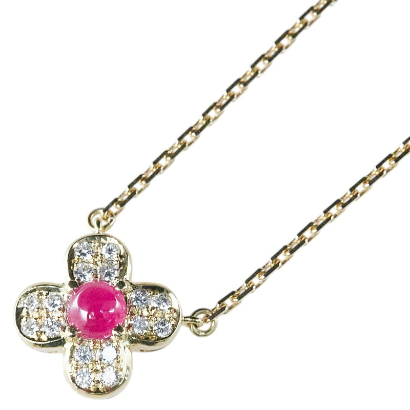 クローバー 四つ葉 モチーフ ネックレス K18YG イエローゴールド レディース 【中古】