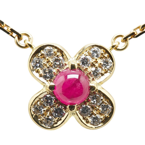 クローバー 四つ葉 モチーフ ネックレス K18YG イエローゴールド レディース 【中古】