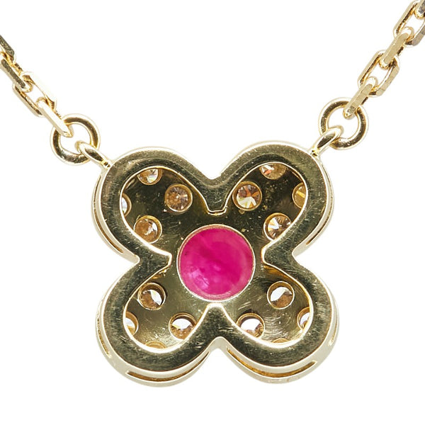 クローバー 四つ葉 モチーフ ネックレス K18YG イエローゴールド レディース 【中古】