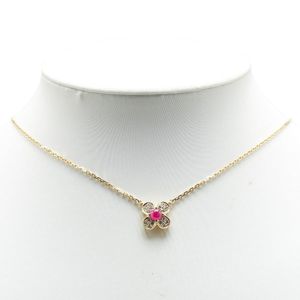 クローバー 四つ葉 モチーフ ネックレス K18YG イエローゴールド レディース 【中古】