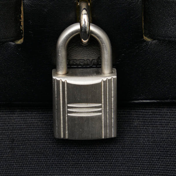 エルメス エールバッグMM ハンドバッグ ショルダーバッグ ブラック トワルオフィシエ ボックスカーフ レディース HERMES 【中古】