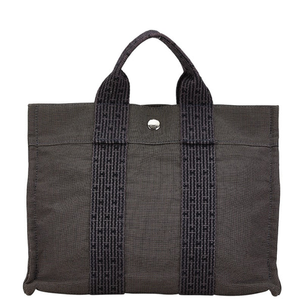エルメス エールライン トートPM トートバッグ ハンドバッグ ブラック グレー キャンバス レディース HERMES 【中古】