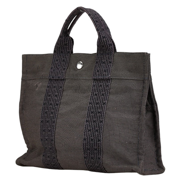エルメス エールライン トートPM トートバッグ ハンドバッグ ブラック グレー キャンバス レディース HERMES 【中古】