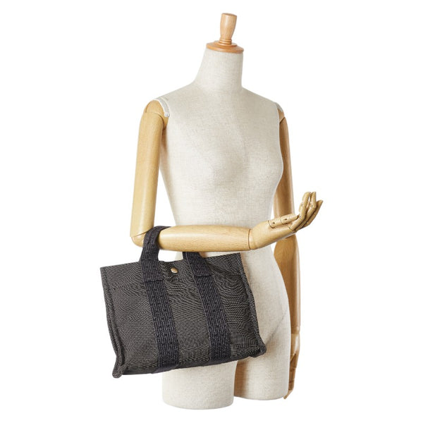 エルメス エールライン トートPM トートバッグ ハンドバッグ ブラック グレー キャンバス レディース HERMES 【中古】