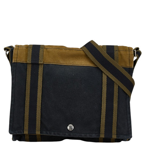 エルメス フールトゥ バサス MM 斜め掛け ショルダーバッグ ブラック カーキグリーン キャンバス レディース HERMES 【中古】