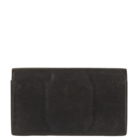 エルメス ヴィンテージ 二つ折り 長財布 ブラック レザー レディース HERMES 【中古】