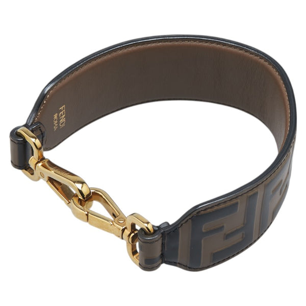フェンディ ズッカ ショルダーストラップ ブラウン レザー レディース FENDI 【中古】