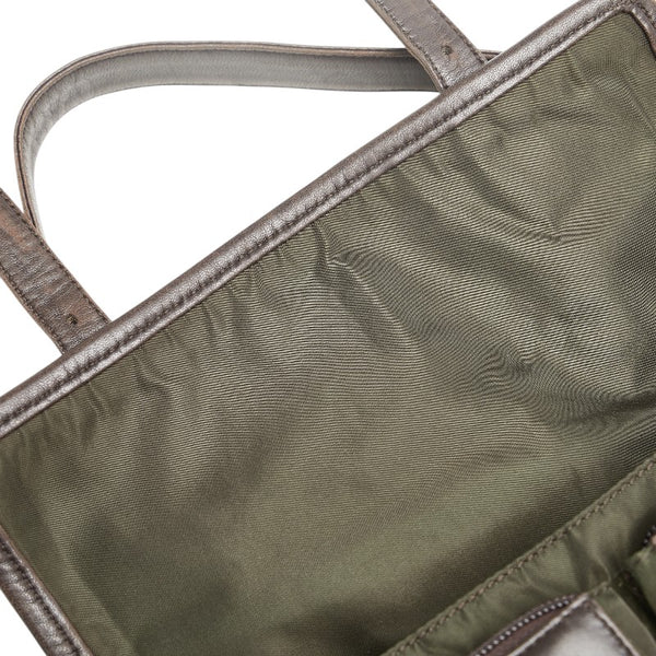 プラダ 三角ロゴプレート ショルダーバッグ メッセンジャーバッグ カーキ ブラウン ナイロン レザー レディース PRADA 【中古】