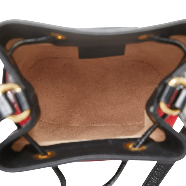 グッチ 巾着型 斜め掛け ショルダーバッグ 550620 レッド ブラック レザー スエード レディース GUCCI 【中古】