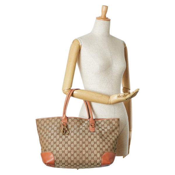 グッチ GGキャンバス ハートビット トートバッグ ショルダーバッグ 269956 ベージュ ブラウン キャンバス レザー レディース GUCCI 【中古】