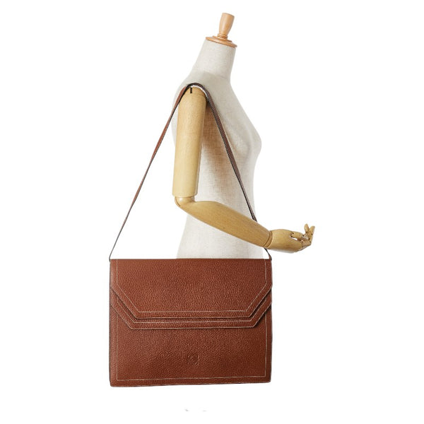 ロエベ アナグラム 斜め掛け ショルダーバッグ ブラウン レザー レディース LOEWE 【中古】