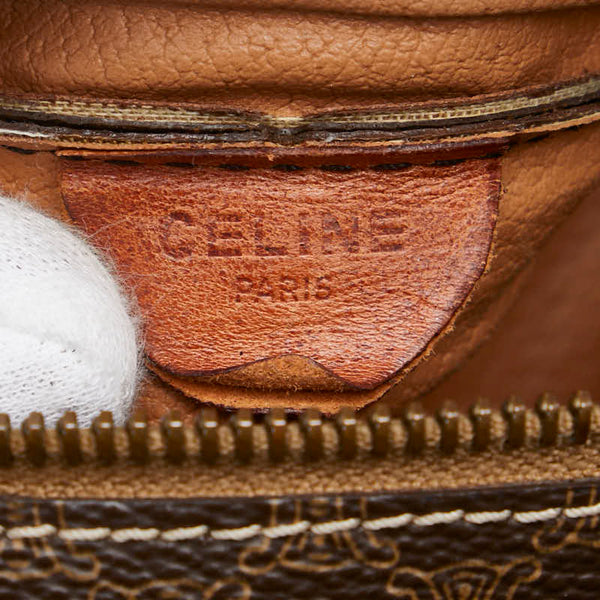 セリーヌ マカダム ウエストバッグ ボディバッグ ブラウン PVC レザー レディース CELINE 【中古】