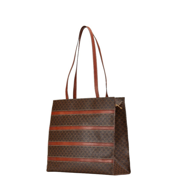 セリーヌ マカダム トートバッグ ショルダーバッグ ブラウン PVC レザー レディース CELINE 【中古】