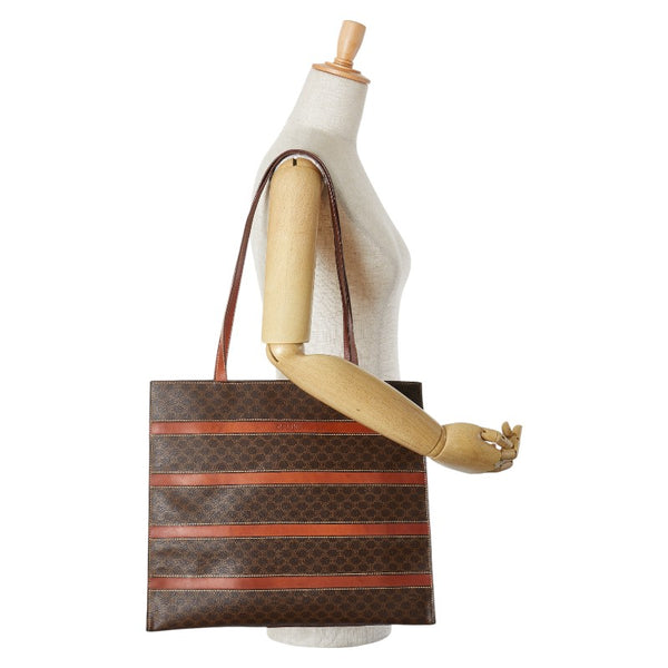 セリーヌ マカダム トートバッグ ショルダーバッグ ブラウン PVC レザー レディース CELINE 【中古】