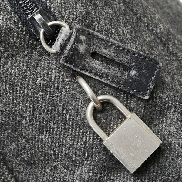 プラダ 三角ロゴプレート ハンドバッグ トートバッグ グレー ウール レディース PRADA 【中古】