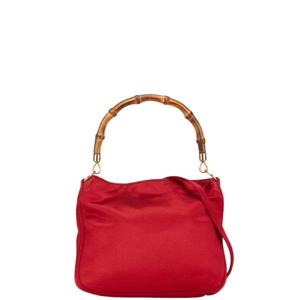 グッチ バンブー ハンドバッグ ショルダーバッグ 2WAY 005 781 0315 レッド サテン レディース GUCCI 【中古】