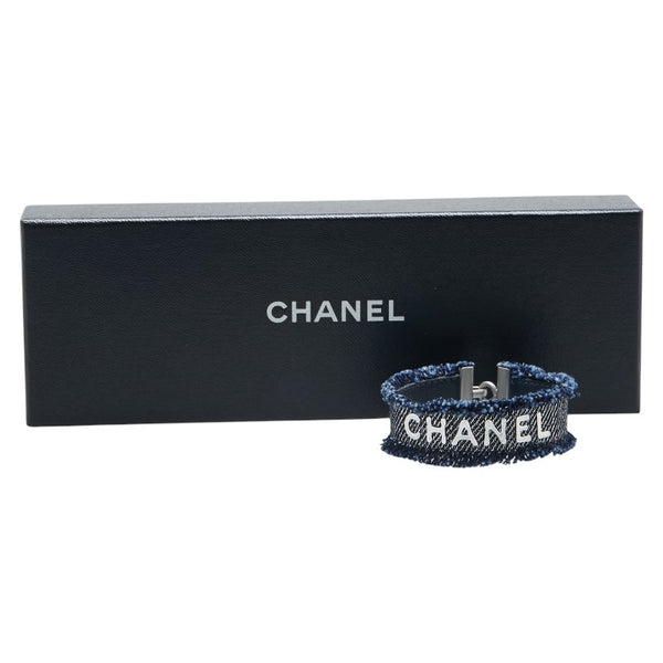 シャネル ロゴ ブレスレット ブルー デニム レザー レディース CHANEL 【中古】