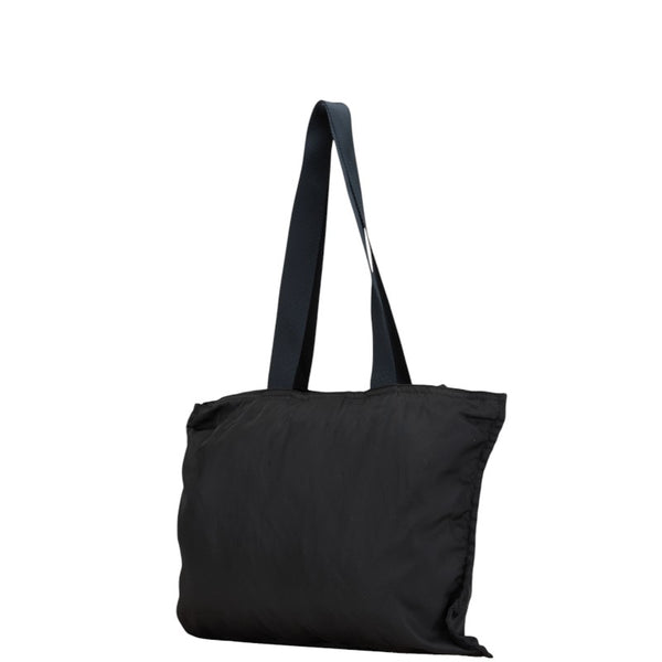 プラダ 三角ロゴプレート トートバッグ ブラック ネイビー ナイロン レディース PRADA 【中古】