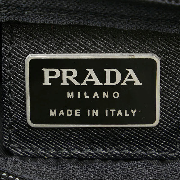 プラダ 三角ロゴプレート トートバッグ ブラック ネイビー ナイロン レディース PRADA 【中古】