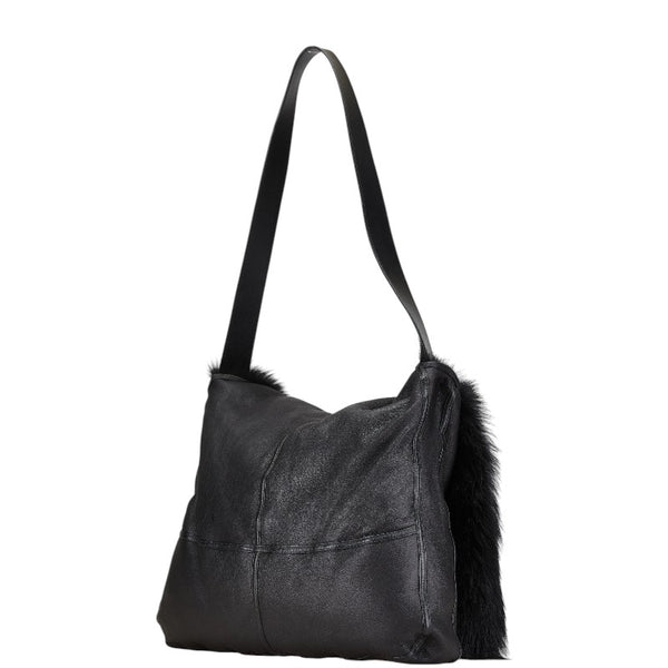 グッチ リバーシブル ワンショルダーバッグ 001 1038 1936 ブラック ミンク レザー レディース GUCCI 【中古】