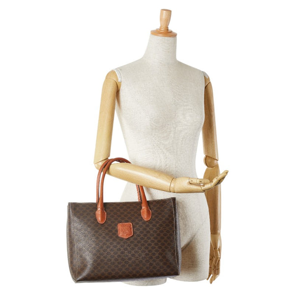セリーヌ マカダム ハンドバッグ トートバッグ ブラウン PVC レザー レディース CELINE 【中古】