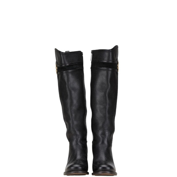 トリーバーチ ロゴ ブーツ サイズ：7M ブラック レザー レディース Tory Burch 【中古】