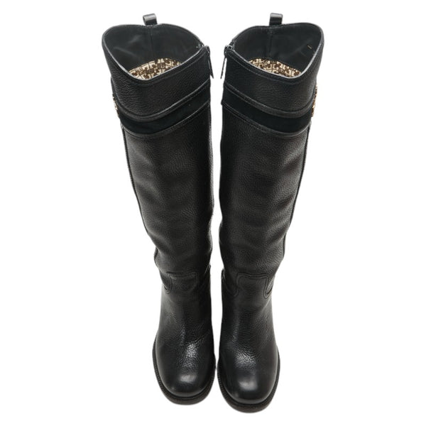 トリーバーチ ロゴ ブーツ サイズ：7M ブラック レザー レディース Tory Burch 【中古】